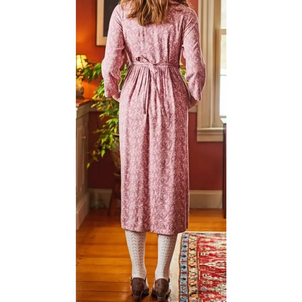 April Cornell Button Front Midi Dress Women’s Medium Cottagecore Prairie Modest - Picture 4 of 11